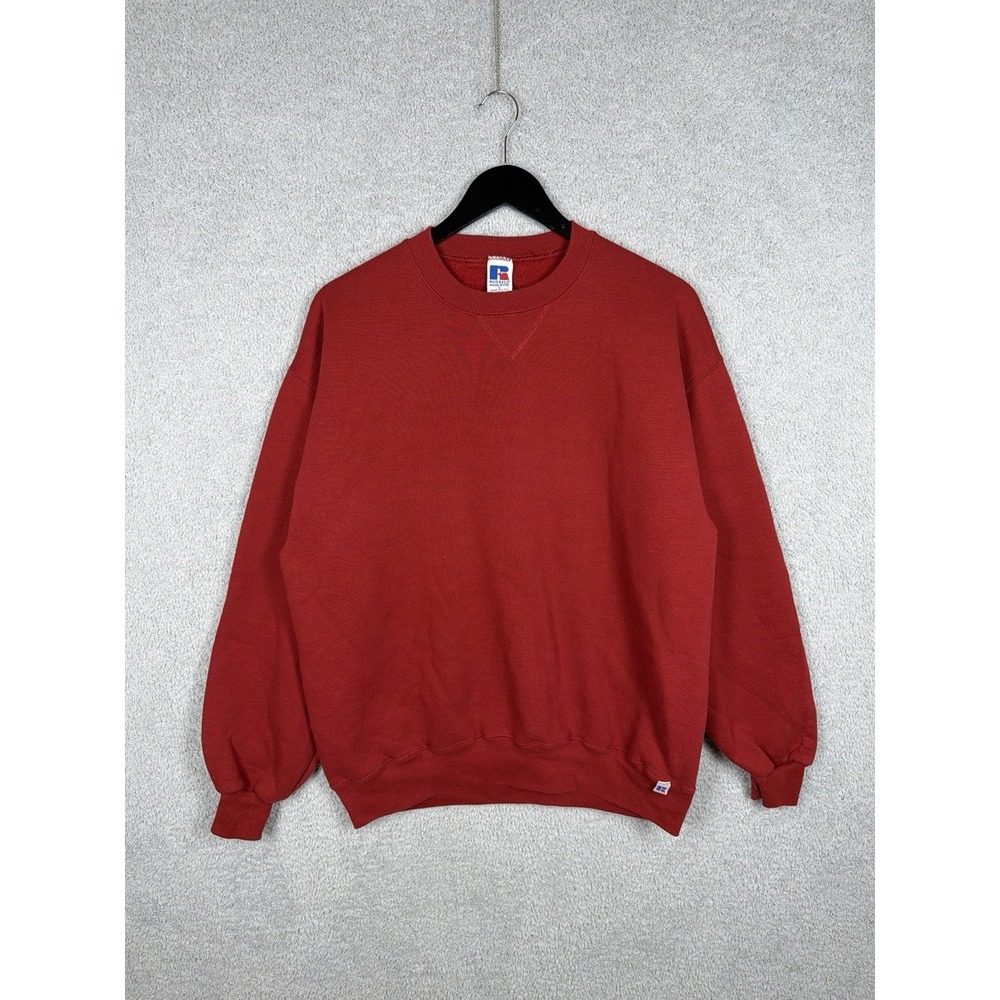 Vintage Russell Athletic Sweatshirt Adult L Red Crew Neck Blank Mens USA